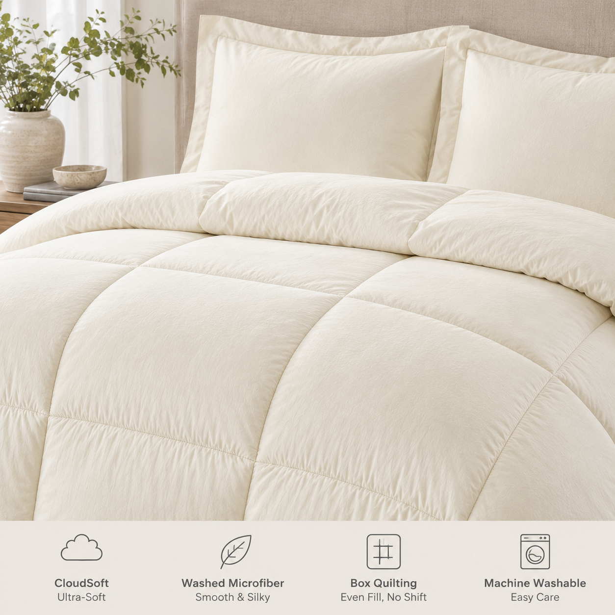 Motivedept® CloudSoft Washed Microfiber Comforter Set