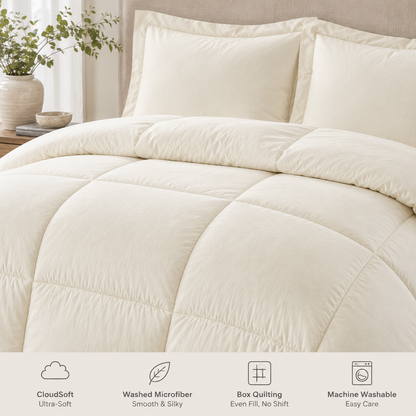 Motivedept® CloudSoft Washed Microfiber Comforter Set