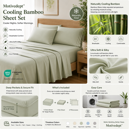 Motivedept® Cooling Bamboo Sheet Set