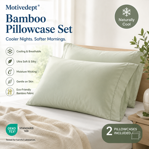 Motivedept® Bamboo Pillowcase Set