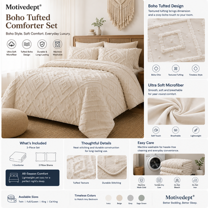 Motivedept® Boho Tufted Comforter Set