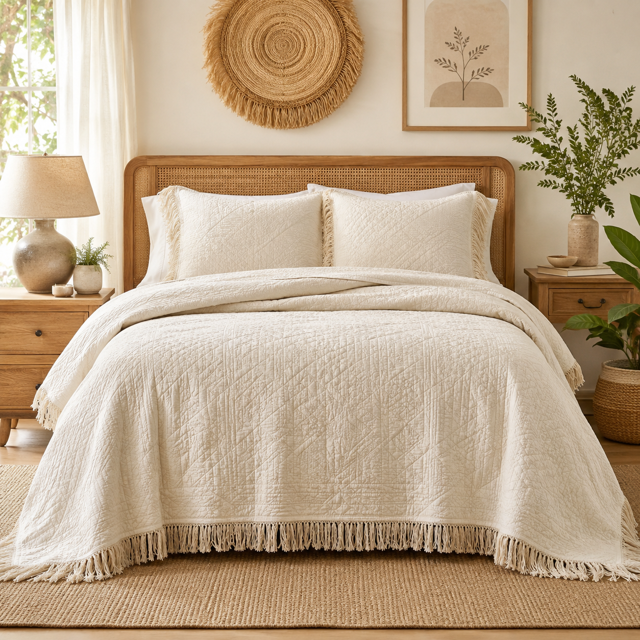 Motivedept® Boho Fringe Quilt Set
