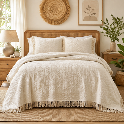 Motivedept® Boho Fringe Quilt Set