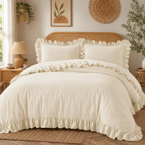 Motivedept® Boho Ruffle Duvet Cover Set